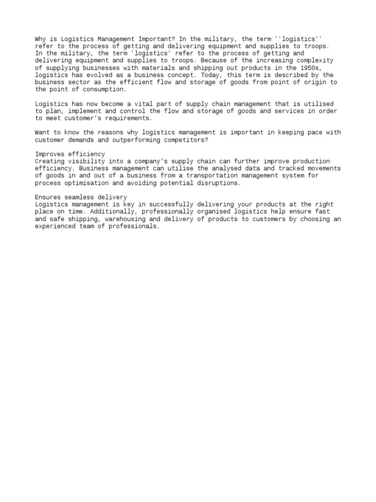 Logistics | PDF