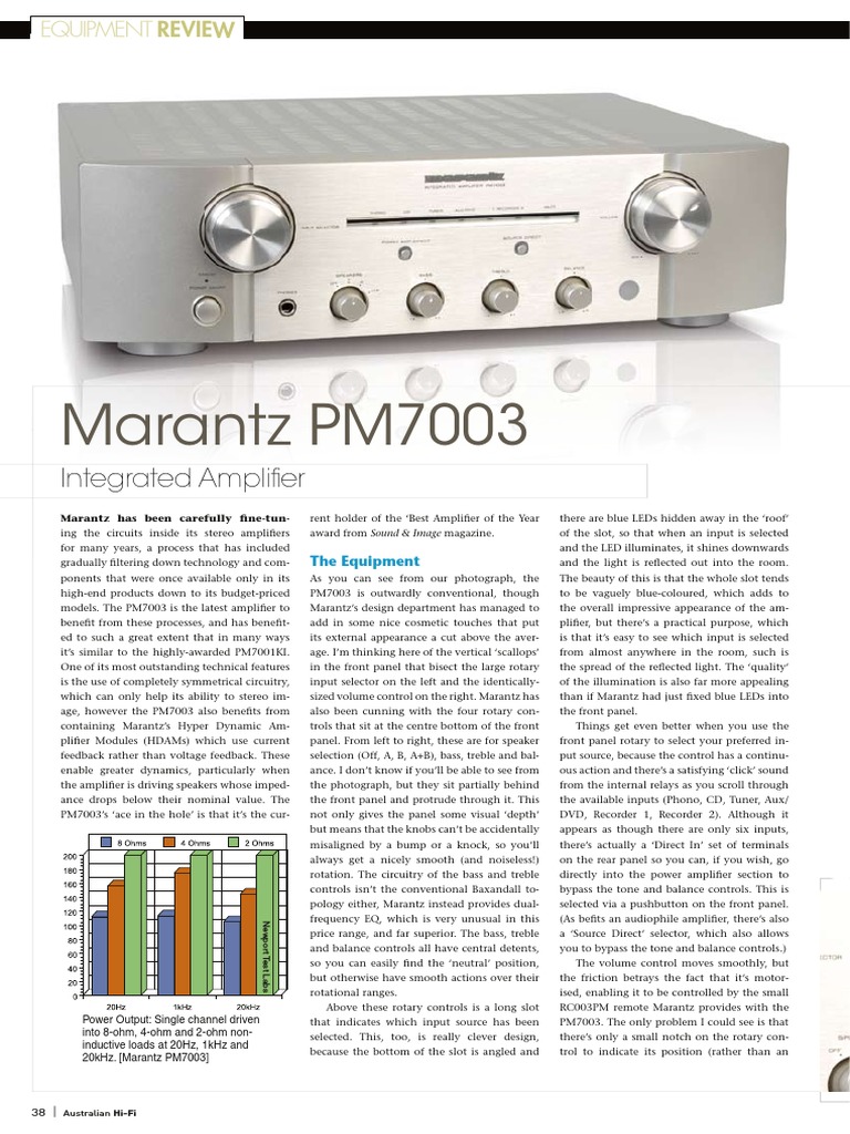 Marantz PM7003: Integrated Amplifi Er | PDF | Distortion
