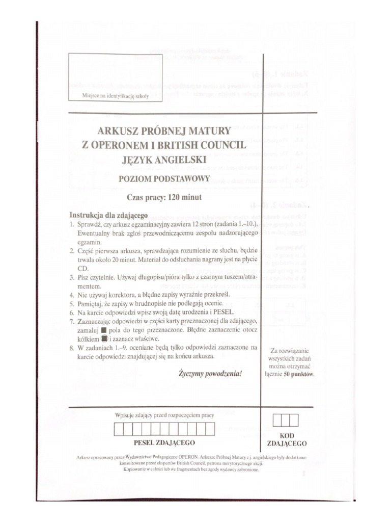Matura Próbna Z Operonem I British Council