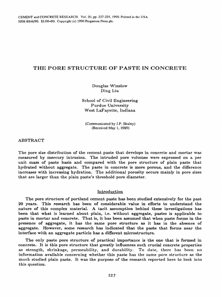 The Pore Structure of Paste in Concrete | PDF | Porosity | Concrete
