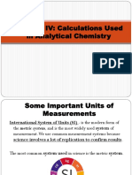 Important units and calculations in analytical chemistry