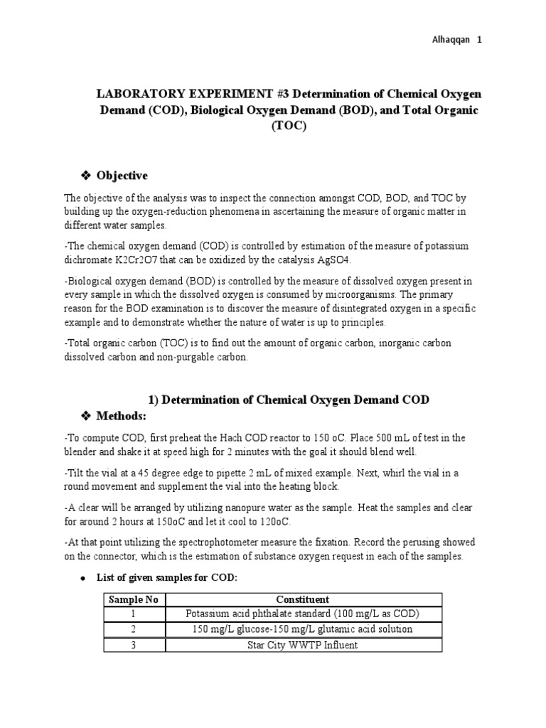 CE 347 LABORATORY EXPERIMENT 4s | PDF | Total Organic Carbon | Chemical ...