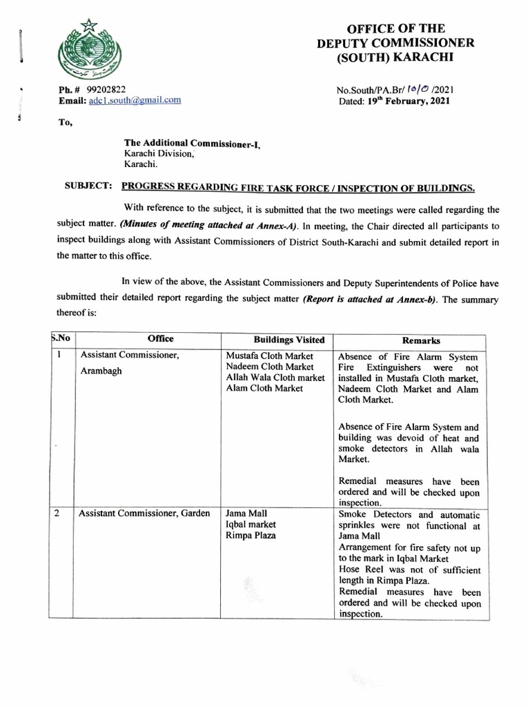 Fire Safety Inspections in South Karachi | PDF | Karachi | Emergency ...