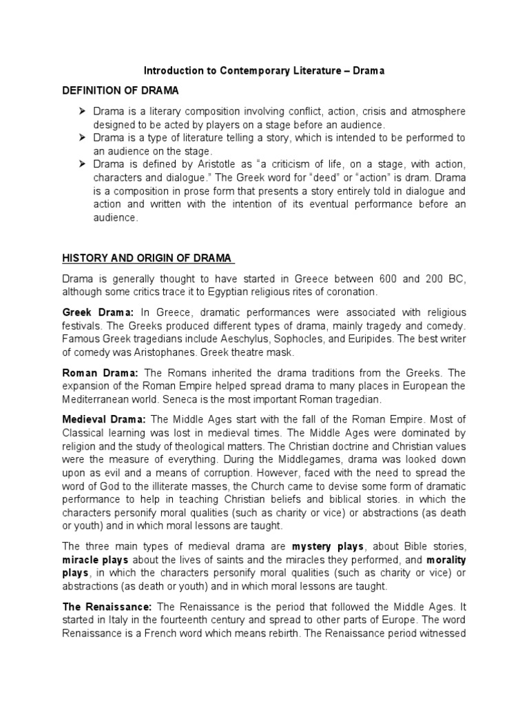 Introduction To Contemporary Literature Pdf Tragedy Play Theatre