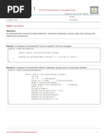 Lab Activity 1: Topics: Java Basics