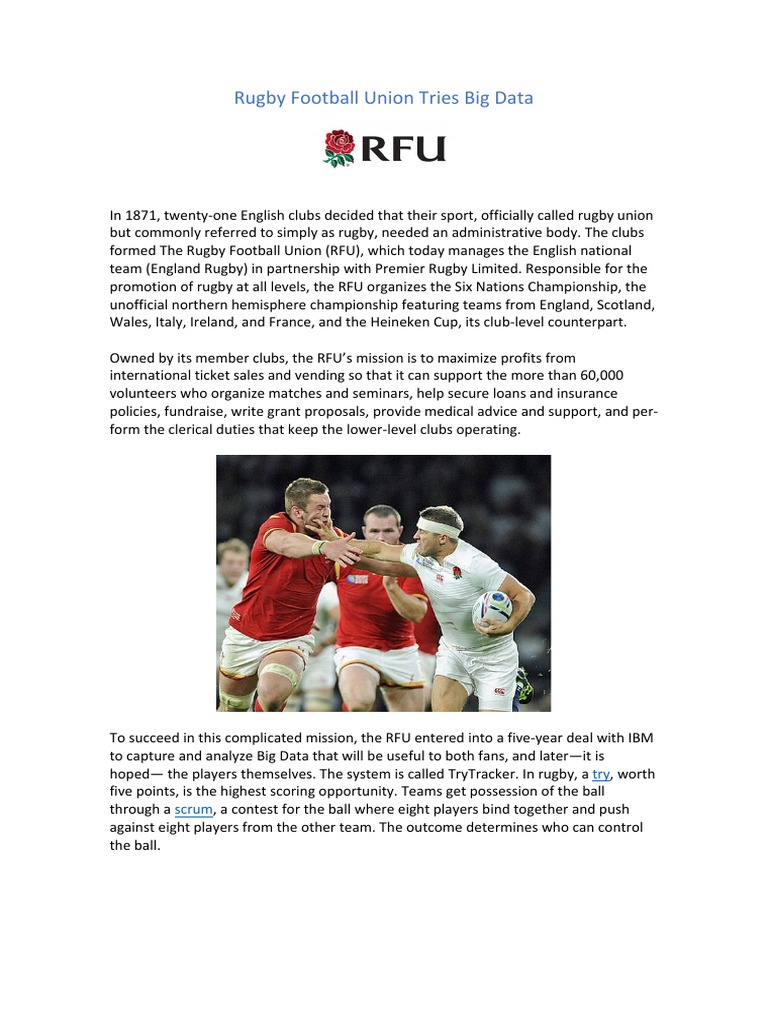 RFU Leverages Big Data with TryTracker | PDF | Rugby Union | Analytics