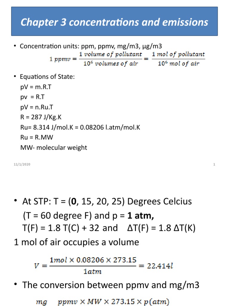 Concentration Units and Emission Calculations | PDF | Air Pollution | Coal