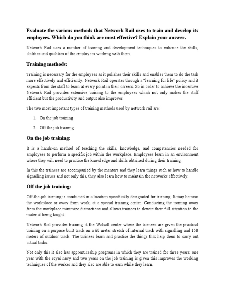 Network Rail Training Methods Evaluated | PDF | Vocational Education ...