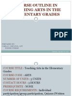 Course Outline in Teaching Arts in The Elementary