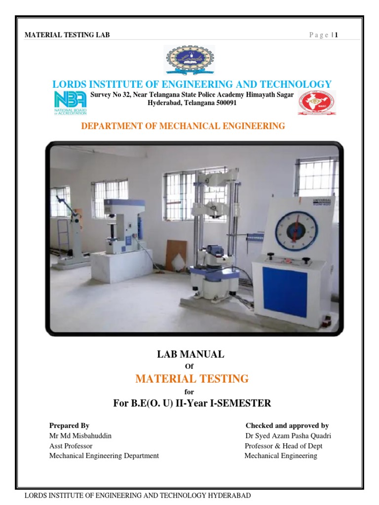 Material Testing Lab Manual for ME | PDF | Fracture | Deformation ...