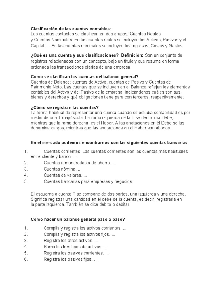 Clasificación de Las Cuentas Contables JUAN | PDF | Contabilidad | Hoja ...