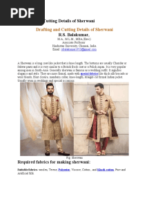 Drafting and Cutting Details of Sherwani