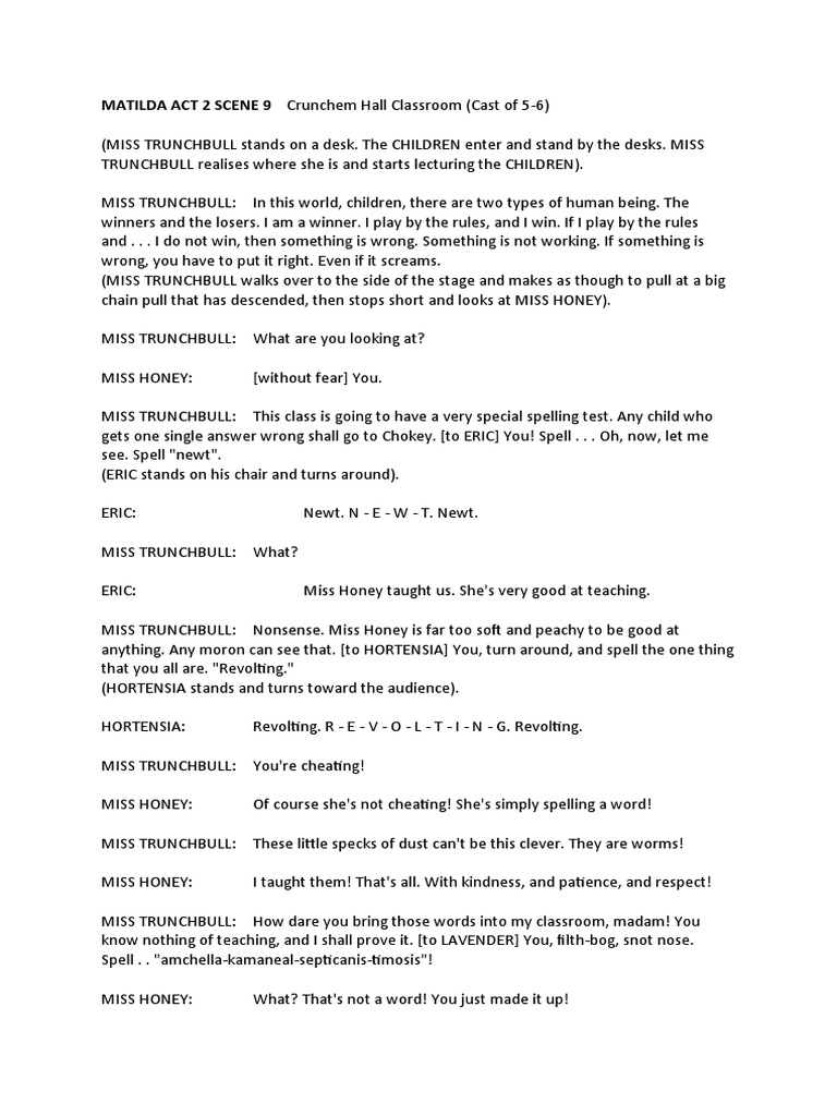 Trunchbull's Spelling Test Chaos | PDF