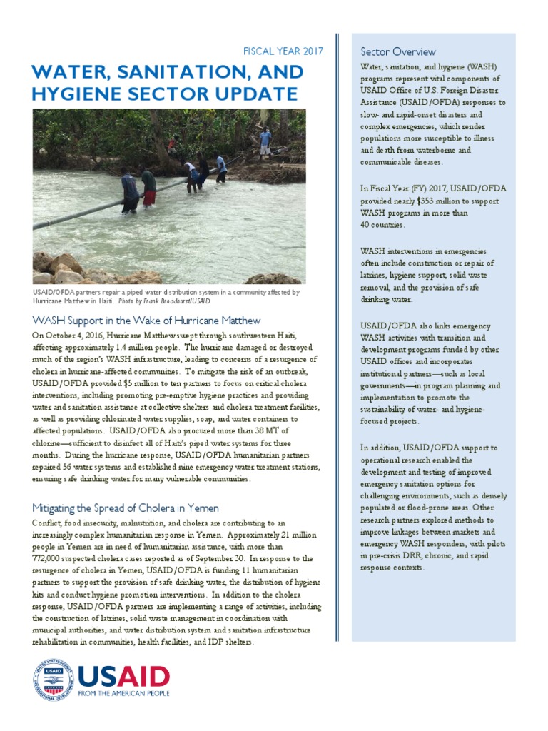 USAID/OFDA WASH Program Overview 2017 | PDF | Wash | Fresh Water
