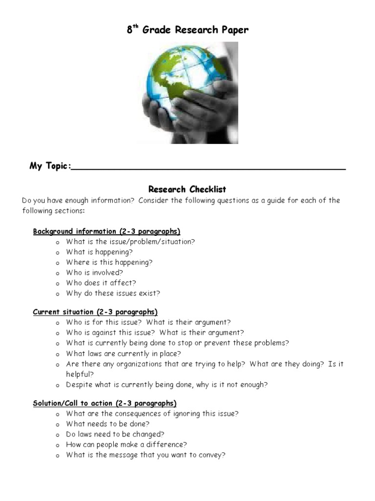 6th grade research project template image