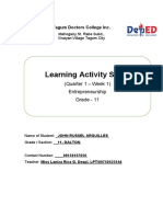 Learning Activity Sheet: Tagum Doctors College Inc