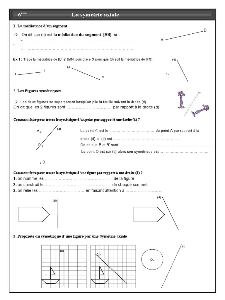 Exercice Symétrie Axiale 6ème Avec Corrigé Symetrie - Axiale.figures.6eme 6 | PDF | Triangle | Géométrie euclidienne