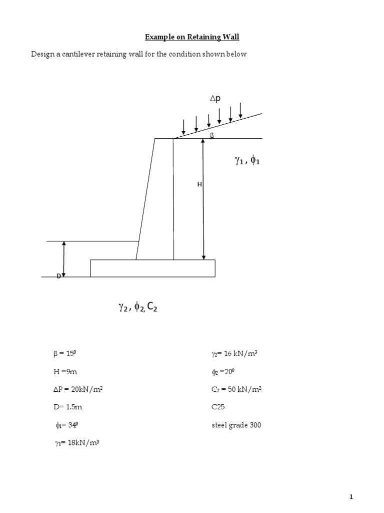 Example of Retaining Wall | PDF | Physics | Civil Engineering