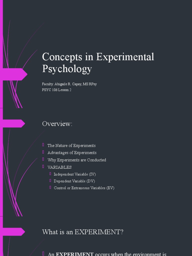 Concepts in Experimental Psychology Faculty Abigaile R. Capay, Ms