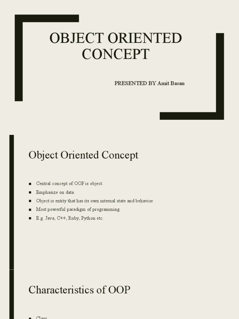 Object Oriented Concept: Presented by Amit Basan | PDF | Method ... image.