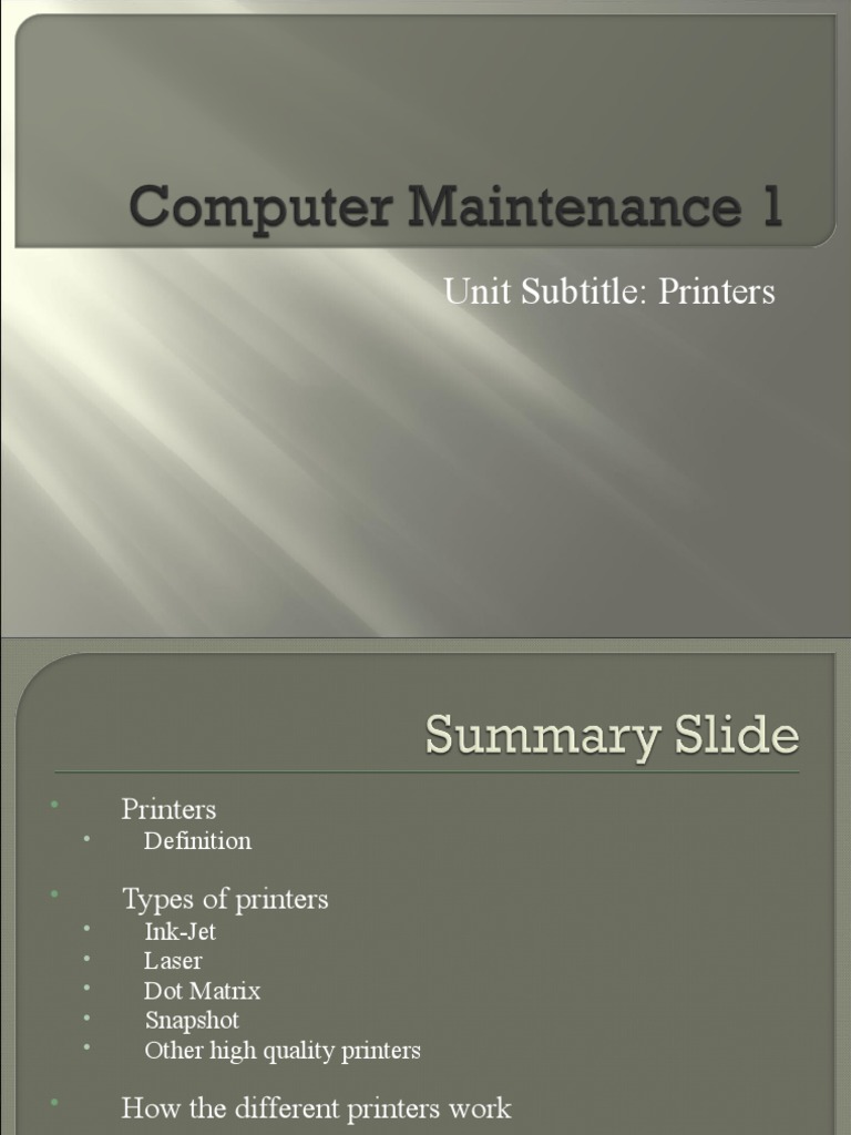 Types of Computer Printers Explained | PDF | Printer (Computing ...