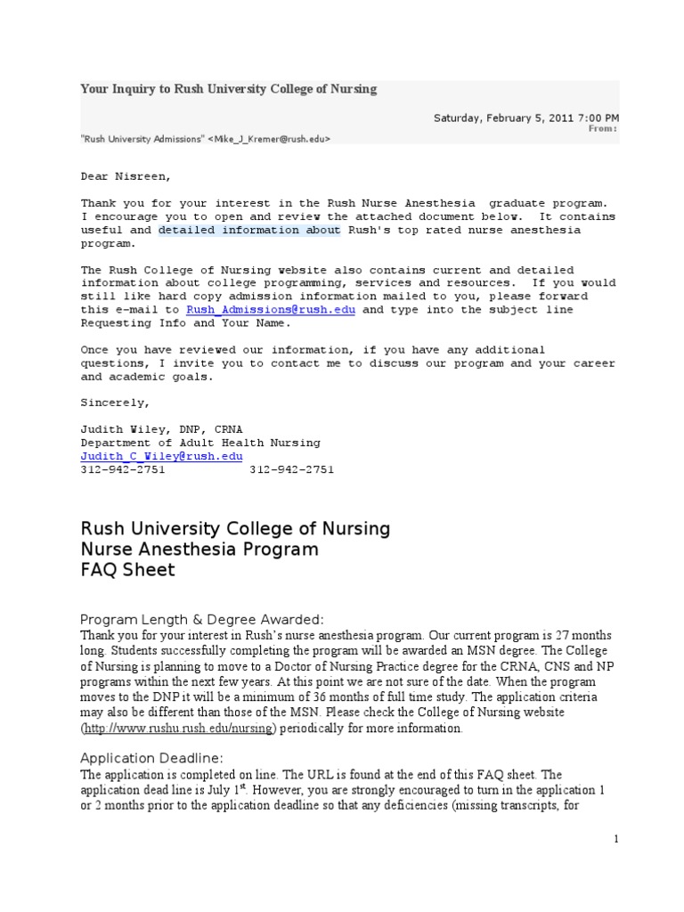 Anesthesia Program at Rush University | PDF | Graduate Record ...