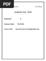 Academic Year: 2020: Course Title: Data Structures and Algorithm Lab