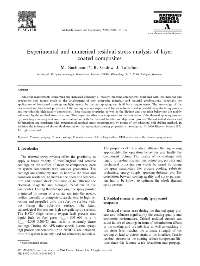 Experimental and Numerical Residual Stress Analysis | PDF | Materials ...