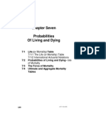 Chapter Seven Probabilities of Living and Dying: 7/1 Life (Or Mortality) Table