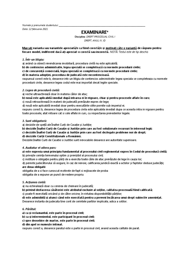Test Examinare DPC | PDF