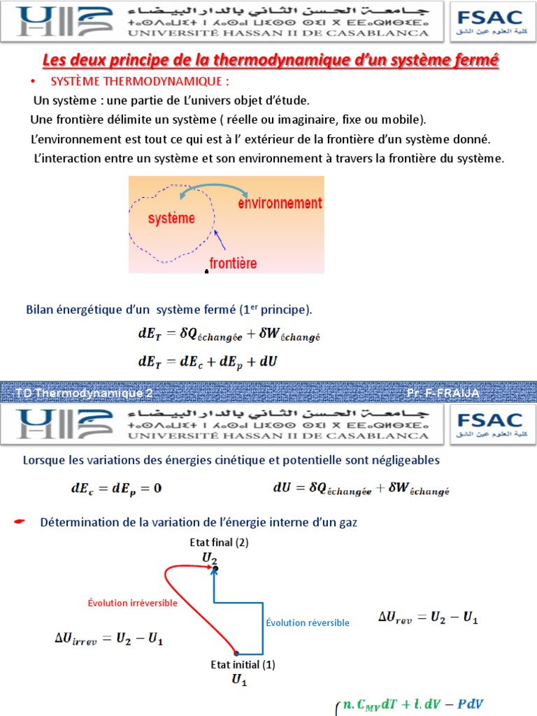 Bilan énergétique et entropique en thermodynamique | PDF | Entropie ...