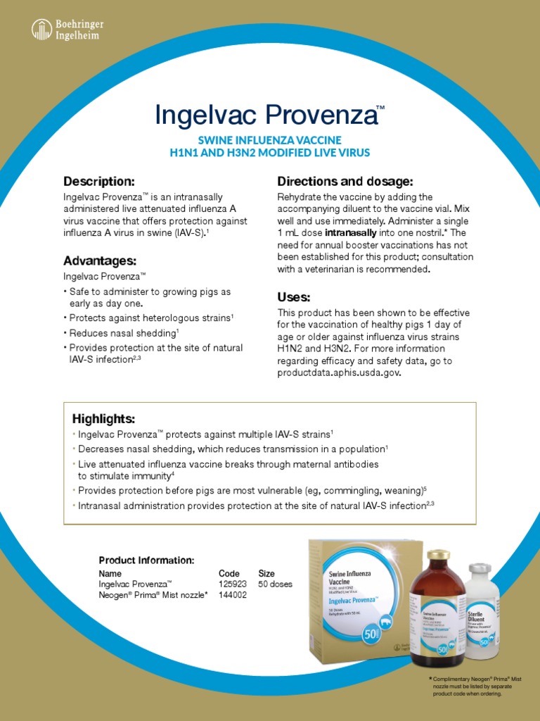 Ingelvac Provenza: Description: Directions and Dosage | PDF | Influenza  Vaccine | Vaccines