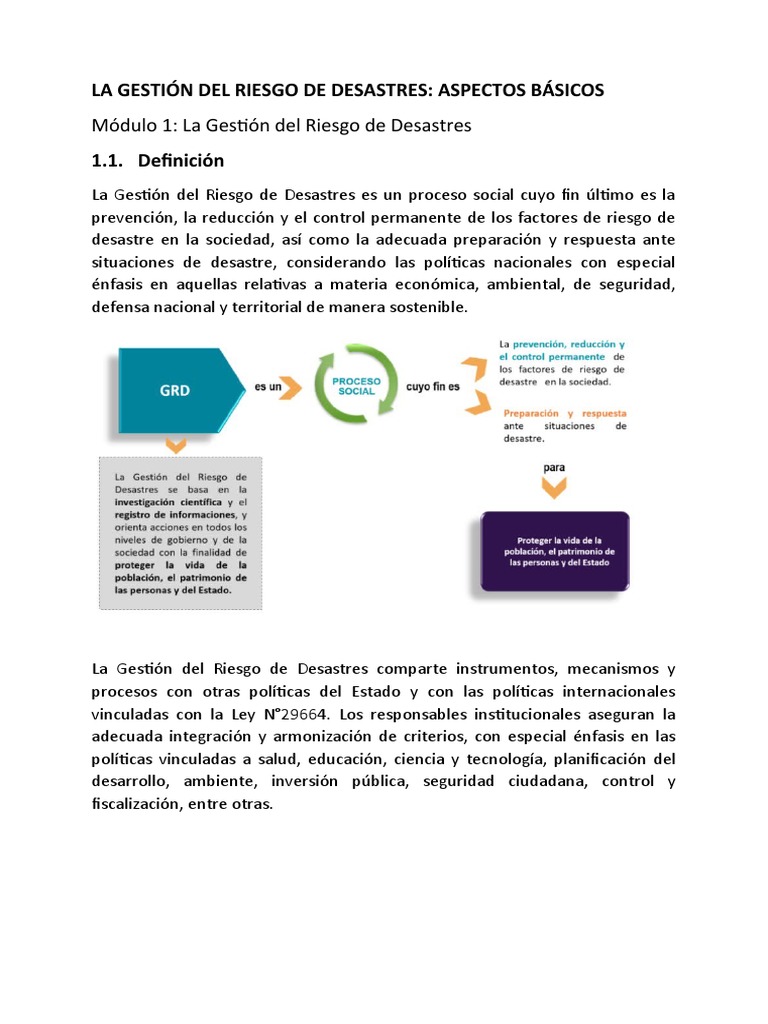 La Gestión Del Riesgo de Desastres | PDF | Reducción de Desastres ...