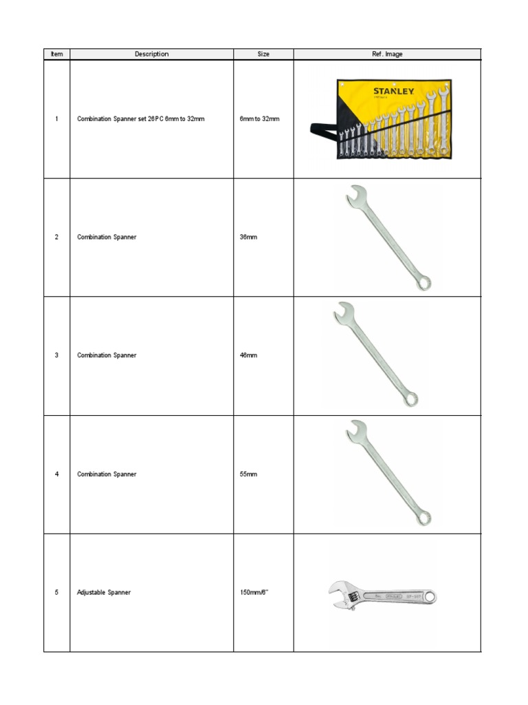 Tool List PDF Tools Metalworking