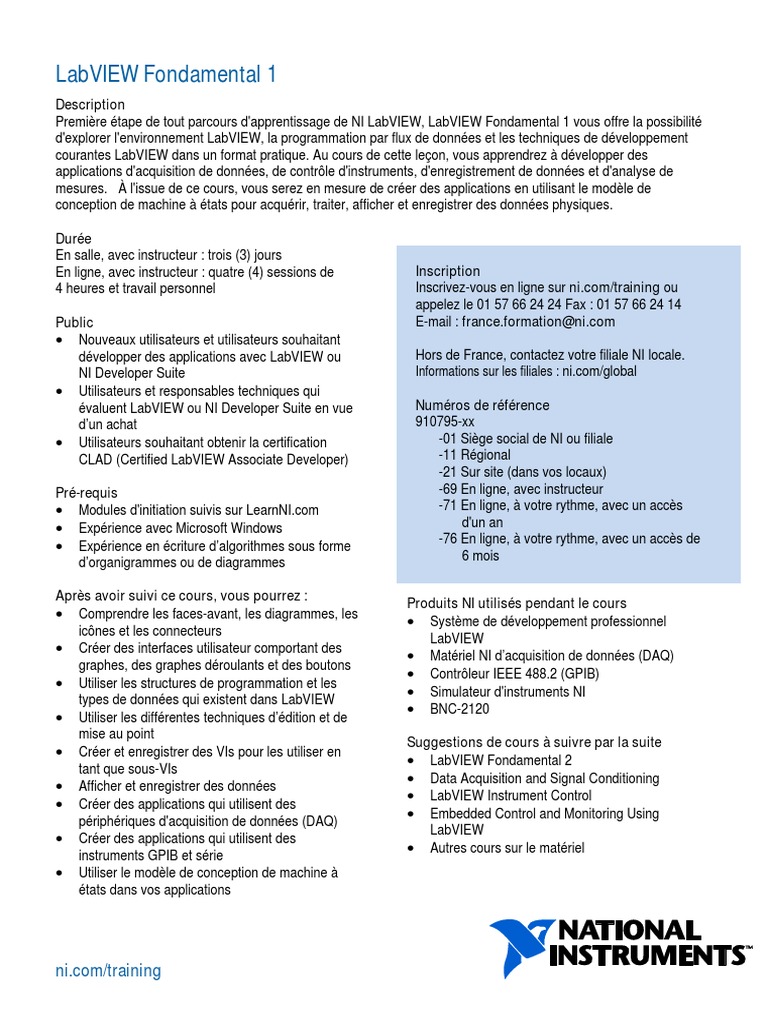 MKT Course Outline Labview Core 1 | PDF | Programmation informatique ...