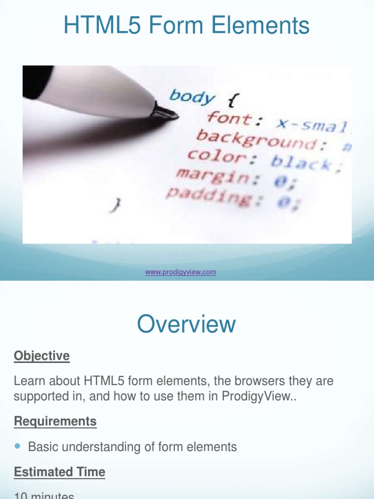 HTML5 Form Elements | PDF | Html Element | Cyberspace