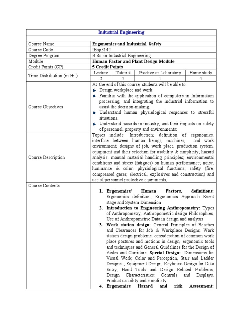Designing Ergonomic and Safe Work Environments An Overview of an