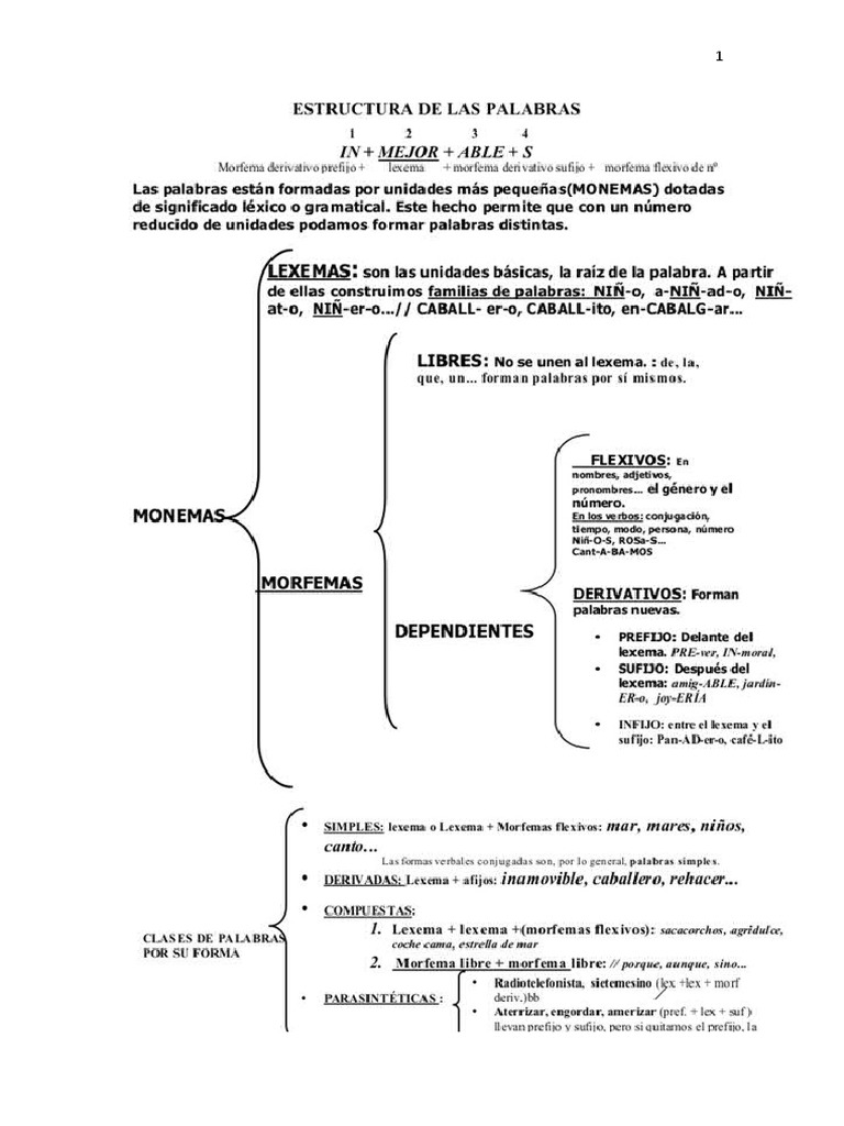 Estructura de La Palabra | PDF | Palabra | Unidades Semánticas
