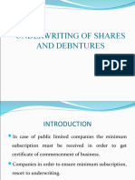 Underwriting of Shares and Debntures