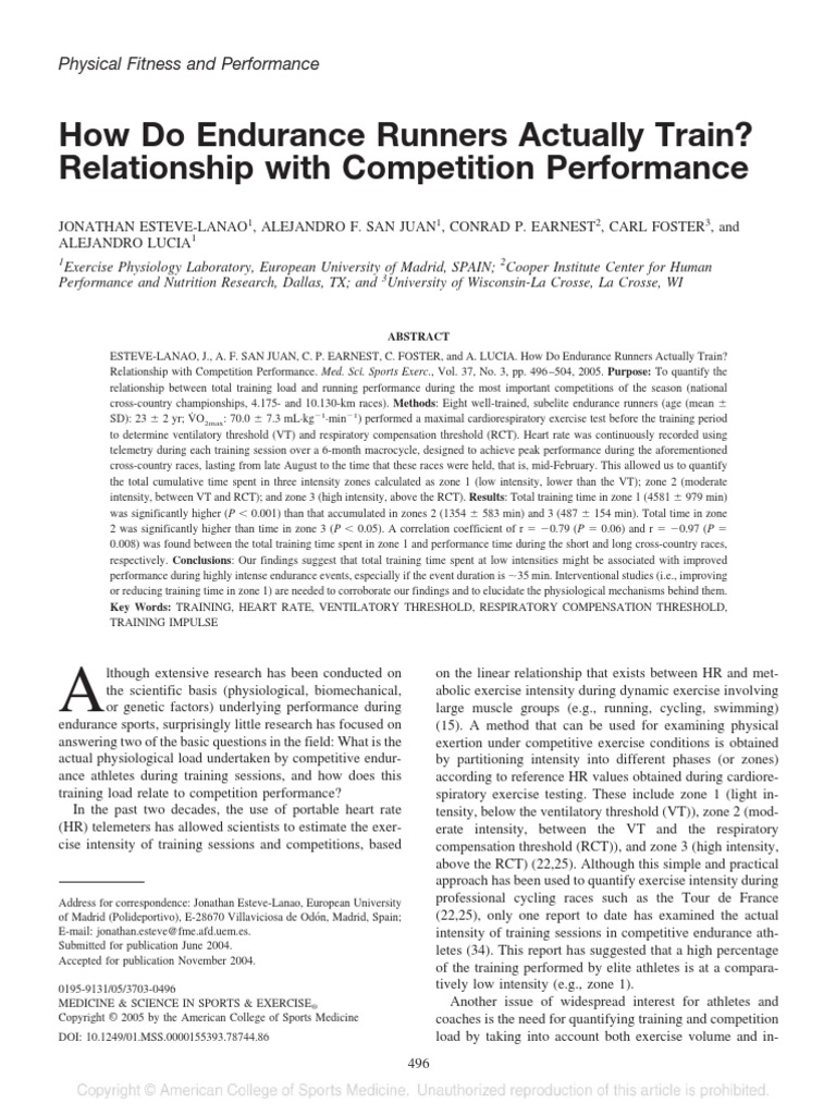 How Do Endurance Runners Actually Train? Relationship With Competition