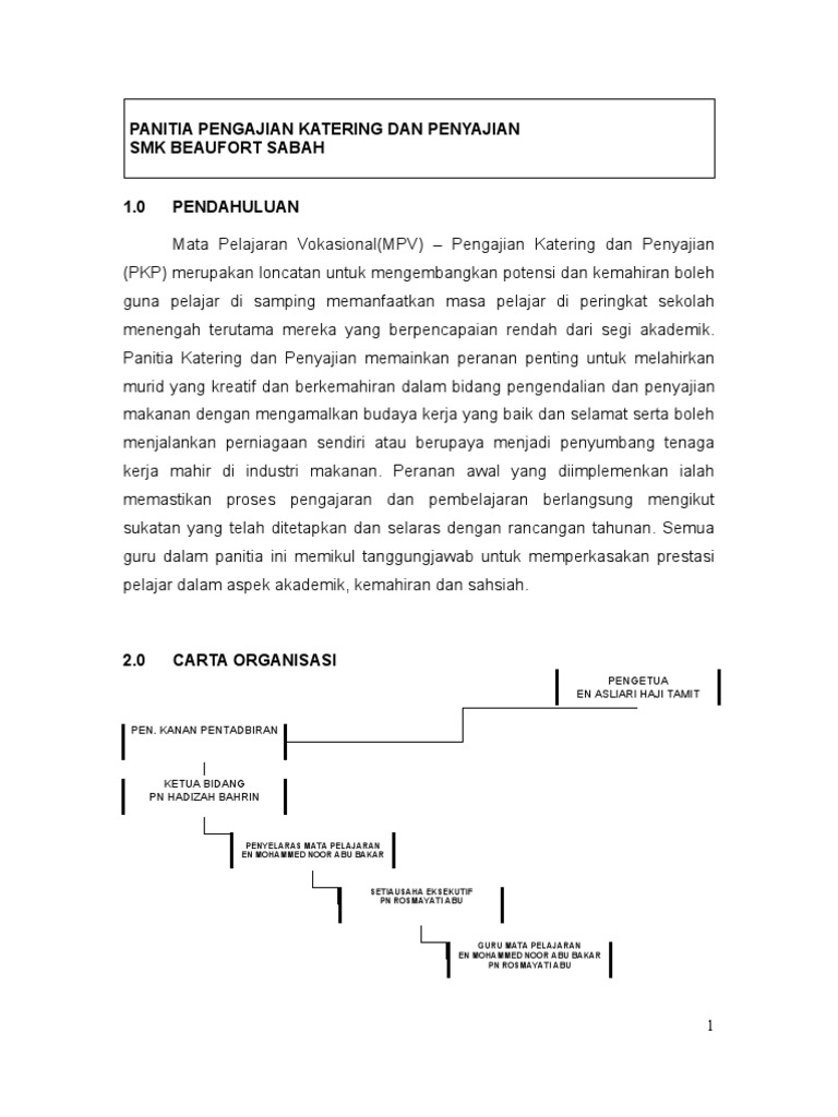 Pelan Taktikal Panitia Pengajian Katering Dan Penyajian Pdf