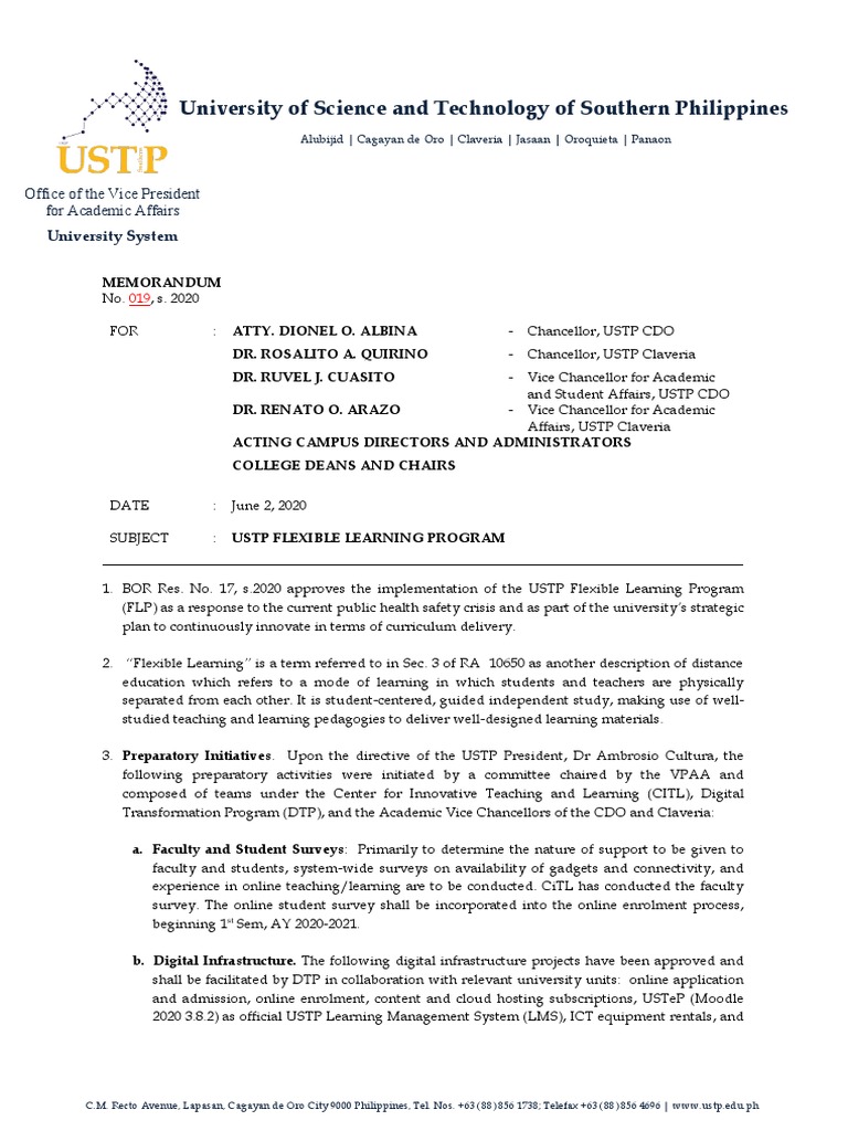 USTP Flexible Learning Program Launch | PDF | Educational Technology ...