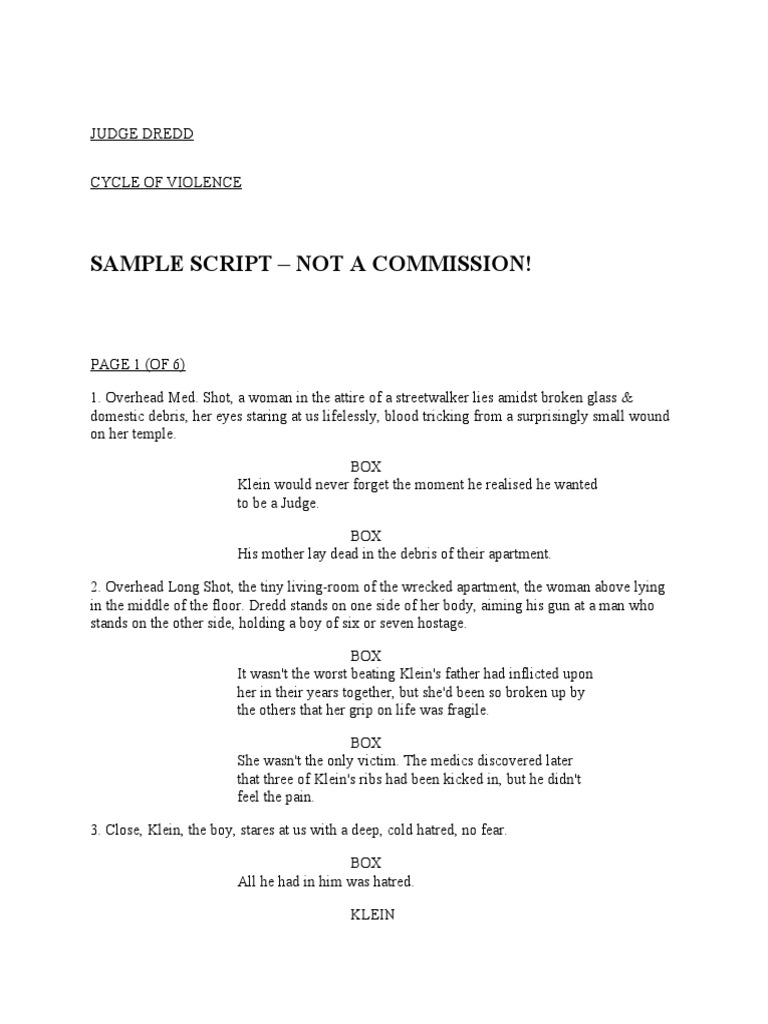 Sample Script - Not A Commission! | PDF | Mystery, Thriller & Crime ...