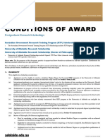 Conditions of Award: Postgraduate Research Scholarships