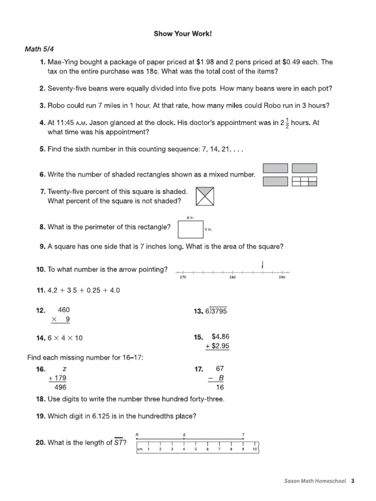Saxon Placement Test | PDF