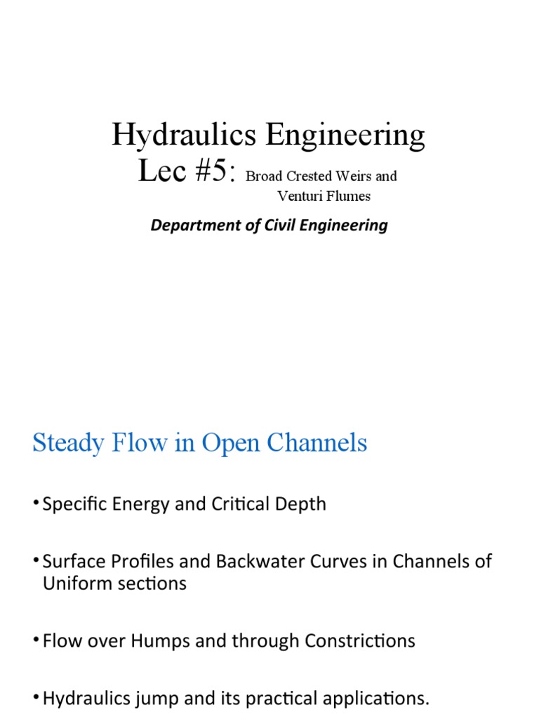 Broad Crested Weirs & Venturi Flumes | PDF | Flow Measurement ...