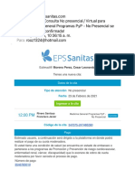 Su Cita de Consulta No Presencial Virtual Para Medicina General Programas PyP - No Presencial Se Encuentra Confirmada!