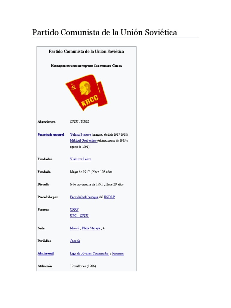Partido Comunista de La Unión Soviética PDF Partido comunista de la
