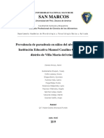 Prevalencia de Parasitosis Intestinal en Ninos de Educacion Inicial, Lima 2019