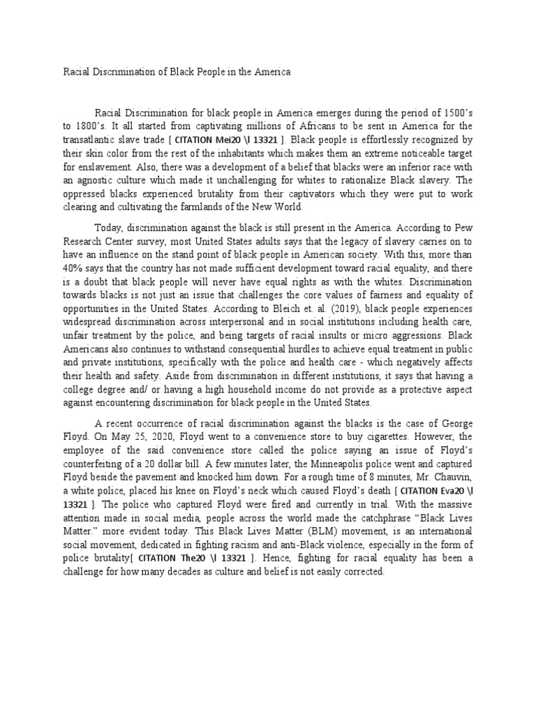 Racial Discrimination Against Blacks in America | PDF | Black People ...